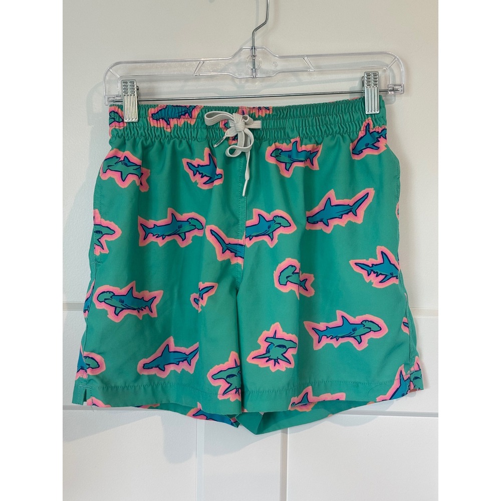 Chubbies Mens 5.5" Swim Trunks Teal Pink Hammerhead Shark Print Small Mesh Liner